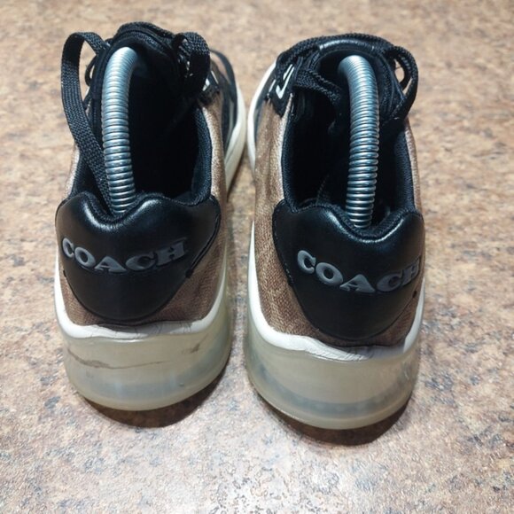 Coach City Sole Monogram Court Sneakers Black and Brown Size 7 - Picture 5 of 12